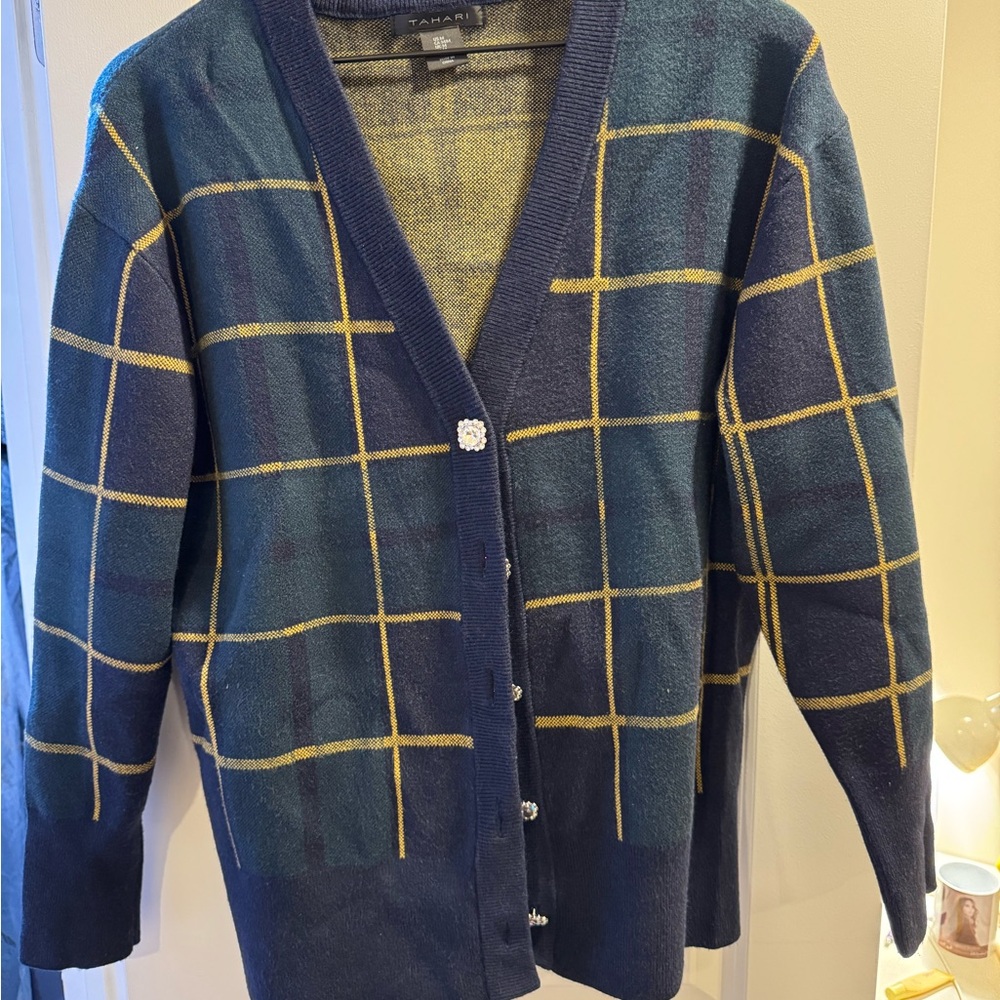 Chic Plaid Button Down Sweater